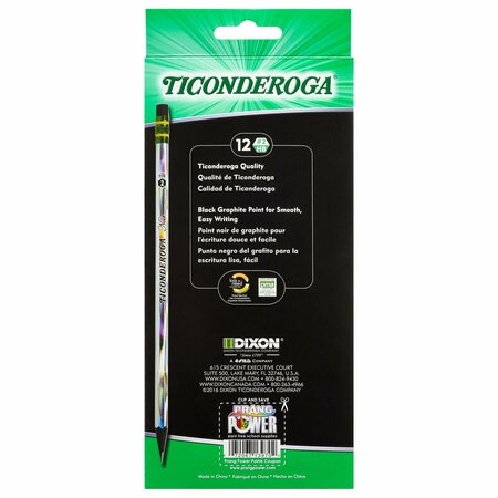 Ticonderoga Noir Pencils, Holographic Foil on Black Wood, #2 Soft, Presharpened, 36PK X13970